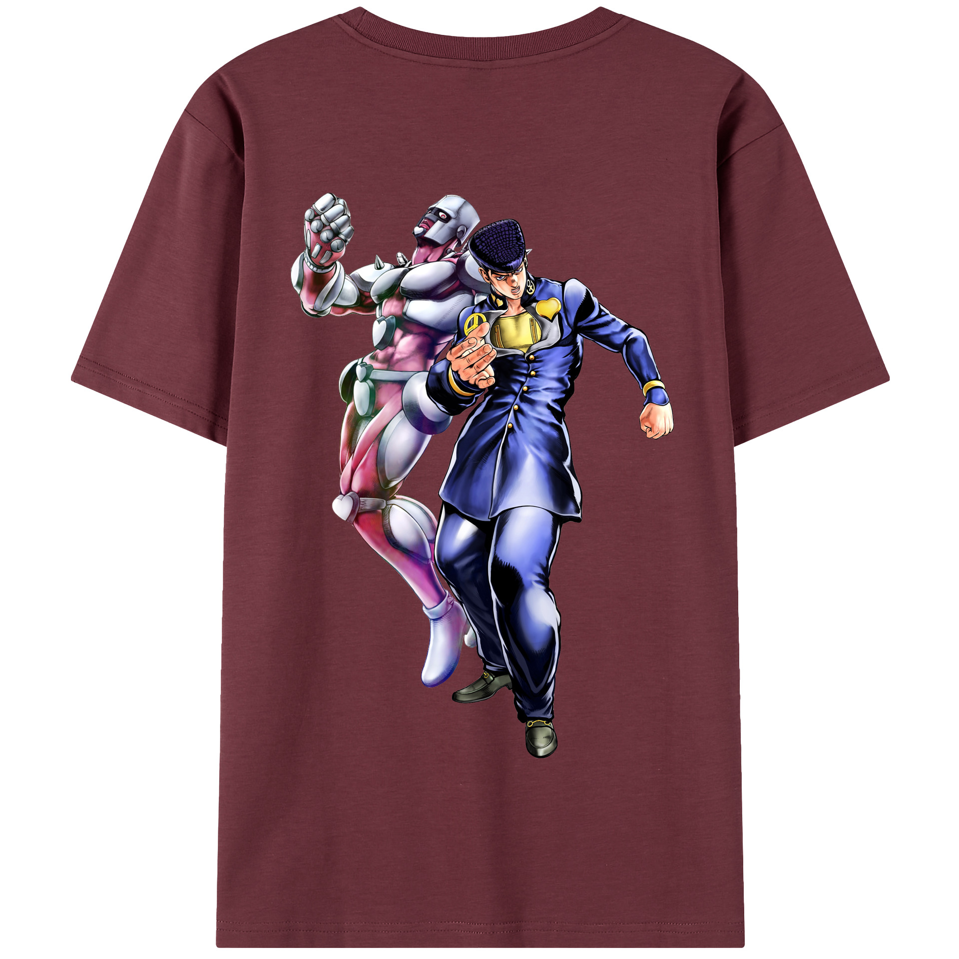 （画像用） ジョジョの奇妙な冒険 ひがしかた じょうすけ JoJo's Bizarre Adventure Higashikata Josuke 綿100％半袖Tシャツ（背面プリント）
